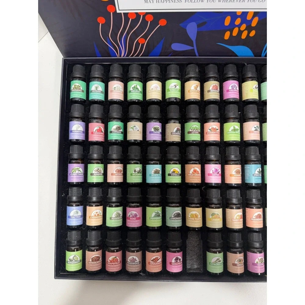 SACATR Essential Oil Set 59 Bottles Aromatherapy Pure Oils 10ml Diffuser Kit Box